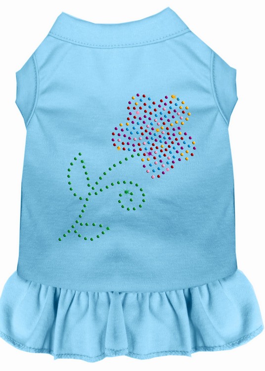 Rhinestone Multi Flower Dress Baby Blue Sm